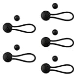 BildeeMait 5 Pack Bungee Shock Cord Clips with Knob, Elastic Fastener for Tent Boat Yacht RV Cover, Nylon Rubber Anchor Rope Buckle(black)
