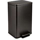 Simpli-Magic 13.2 Gallon (50L) Step Trash Can – Kitchen Garbage Can with Slow-Close Lid – Odor Control, Hands-Free, Easy to Clean, Brushed Stainless Steel