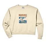 Womens Milwaukee Wisconsin Vintage Sailboat Comfort Colors Crop Sweatshirt