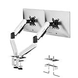 MT-VIKI Dual Monitor Stand - Gas Spring Double Monitor Arm with Quick Release VESA Plates for 2 Screens 17-32 Inch, Full Motion Articulating Desk Mount, Holds 4.4-19.8lbs