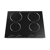 23.4 In Electric Cooktop, 4 Burner Built-in cook top stove, 3000W, 110V