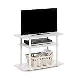 Furinno Turn-N-Tube TV Stand, 3-Tier No Tools Entertainment Center, TV Console for TV up to 32 Inch, for Living Room, Bedroom, White