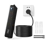 Neliangia Surge Protector Power Strip with 9 Outlets and 5 USB Ports (2 USB C), Extension Cord with Multiple Outlets, Flat Plug Power Strip 10 Ft Long for Home Office Desktop