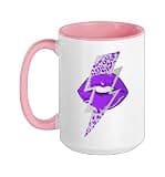 Purple Lightening Lips WT Purple Graphic Ceramic Mug, Pink/White, 15oz