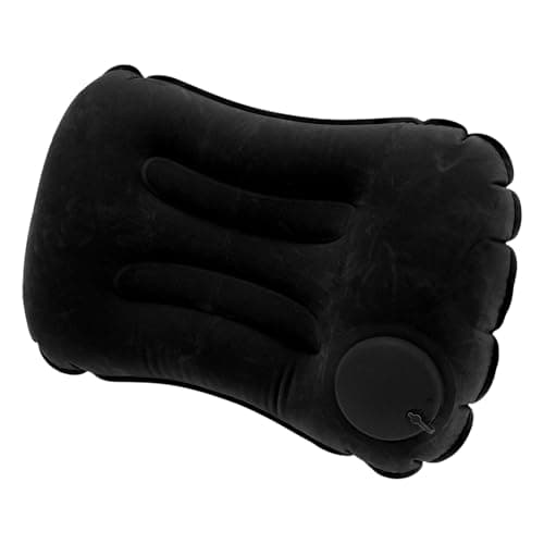 ChronaDayli Inflatable Travel Pillow, Press to Inflate Travel Sleeping Pillow, Neck Pillow for Airplane Train Office, Black, Soft