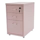 DuYouG Metal Vertical File Cabinets, 3-Drawer File Cabinet with Lock, Moveable Freestanding File Organizer for Home, Office, Study, Dresser Pink