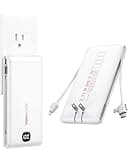 VEEKTOMX Portable Charger with Built in Cables 10000mAh, Power Bank for iPhone with AC Wall Plug, Fast Charging USB C Slim Battery Pack with LED Display Compatible with iPhone 17/16/15, Samsung