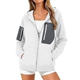 Oversized Hoodie Jacket for Women Patchwork Y2K Sweatshirts Coat White