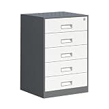 GFSGHZZ Lockable Steel Pedestal Filing Cabinet for Home Office 5 Drawers Freestanding Design Stylish and Secure Storage Solution,Stlye2-39 * 44 * 65Cm