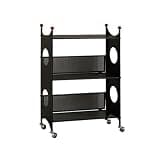 CFGH6FDF Mobile Creative Iron Bookshelf with Wheels, Rolling Office Storage Trolley Carts Freestanding Book Shelf