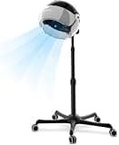 SalonDepot Professional Ionic Hooded Hair Dryer, 1875W Height Adjustable with Bonnet 3 Temperature Settings, Rolling Wheels for Salon, Spa and Home Use(Light Gray)