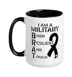 I Am A Military Brat Veteran Soldier Military Child Month Ceramic Mug, Black/White, 15oz