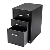 Eypkaol Vertical File Cabinet, Locking 3 Drawer Filing Cabinet, Mobile Rolling File Cabinet with Wheels, Steel Office Storage, Quiet Glide, Holds Letter/A4 Size, Black