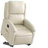 UBVNFGMK Electric Stand Up Recliner Chair Cream Faux Leather Power Lift Recliner with Side Pocket for Elderly, Electric Reclining Chair with Footrest and 135 Degree Tilt