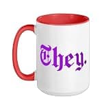 Purple They Purple Graphic Tee Ceramic Mug, Red/White, 15oz