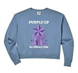 Womens Purple Up for Military Kids Comfort Colors Crop Sweatshirt
