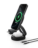 Belkin MagSafe Charger Compatible, 2-in-1 Qi2 Wireless Charging Station 15W, Convertible Charger for iPhone 17, Apple Watch, AirPods, Pixel 10, Portable Phone Stand for Travel w/ 30W Adapter - Black