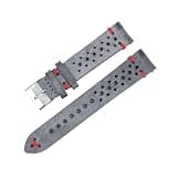 HuanJ Oil Wax Leather Watchstrap 18mm 20mm 22mm 24mm Watchband Porous Breathable White Stitching For Watch Bracelet Accessories(Grayblue-red wire,24mm)
