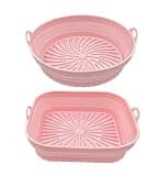 4Pc Air Fryer Silicone Basket Foldable Round Square Mold, Airfryer Oven Baking Tray Pizza Fried Chicken Reusable Pan Liner