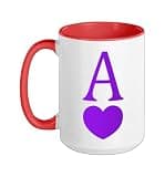 Purple A-Heart Purple Graphic Ceramic Mug, Red/White, 15oz