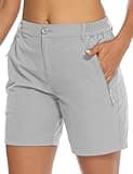TBMPOY Womens 6" Hiking Cargo Shorts Quick Dry with Pockets Lightweight Work Golf Short Outdoor Active Summer for Women Light Grey M