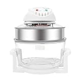 NOLANTISI Large Capacity 17.96Qt Air Fryer Halogen Oven with 360° Viewable Borosilicate Glass Pot Adjustable Temperature and Timer Healthy Cooking Countertop Fryer with Grill and Expansion Ring