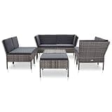 WDSAYREH 8 Piece Patio Lounge Set with Cushions, Gray Poly Rattan Modular Outdoor Furniture Set Including 3 Corner Sofas, 3 Center Sofas, Coffee Table, Footrest, PE Rattan Over Steel Frame