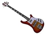 Solid Body Electric Bass Guitar, Sunburst Classic Tribute Style with Dual Pickups, Full Size 4-String for Rock Stage Performance (Bajo Eléctrico)