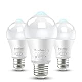 Boxlood Motion Sensor Light Bulbs for Outdoor Indoor,12W(100W Equivalent) A19 E26 6000K Daylight Motion Activated Dusk to Dawn Outdoor Light Bulb for Front Door Porch Garage Basement Hallway, 3 Pack