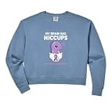 Womens Epilepsy Awareness Purple Ribbon - My Brain Has Hiccups Comfort Colors Crop Sweatshirt
