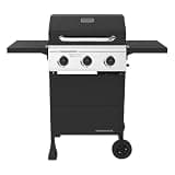 Megamaster 3-Burner Propane Gas Grill with Folding Side Tables, 30,000BTUs, 429.81 sq. in. Cooking Space, Stainless Steel Control Panel, Outdoor Kitchen Grill for BBQs, Patios, and More - 720-0988EA