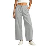 Ruziyoog Womens Wide Leg Pants High Waisted Casual Trousers Pull On Elastic Waist Palazzo Business Office Work Lounge Slacks Gray