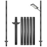 Metal Ground Stake 7.8 FT Heavy Duty – 2" Diameter Threaded Steel Pipe with Spike & Barbed Tip – No Concrete Needed for Solar Light Pole, Canopy Anchor, Garden Support (Black-DC)