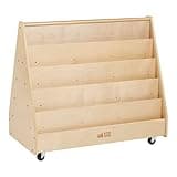 ECR4Kids Double-Sided Mobile Book Display and Storage, Wooden, Classroom Organization, Natural