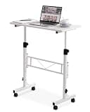 Amztabler Small Standing Desk Adjustable Height, Mobile Stand Up Desk with Wheels, 32 Inch Portable Rolling Desks Conference Room Tables for Walking Pad Treadmill White