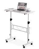 Amztabler Small Standing Desk Adjustable Height, Mobile Stand Up Desk with Wheels, 32 Inch Portable Rolling Desks Conference Room Tables for Walking Pad Treadmill White