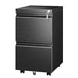Tivostaral Fully Assembled 2 Drawer Mobile File Cabinet with Lock, Under Desk Metal Filing Cabinet for Home Office, Rolling Storage for Letter/Legal/A4 Size