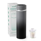 Grownsy Portable Baby Formula Bottle Maker, Rapid Cooling in 3 Min, Pure Physical Cooling, No Power Needed, Smart Color Temp Display, Travel & Night Feeding Essential, Includes Formula Dispenser,Black