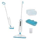 BLACK+DECKER 1300W Steam Mop for Hardwood, Tile & Laminate Floors, Multi-Surface Floor Steamer with Carpet Glider, 2 Washable Microfiber Pads, Fast Heat Up & 22 Ft Cord, White
