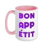 Purple Color Bon App Etit Purple Graphic Ceramic Mug, Pink/White, 15oz
