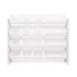 Humble Crew Toy Storage Organizer with 16 Removable Storage Bins for Kids Playroom, 4-Tier Toddler Toy Organization and Storage, White/White