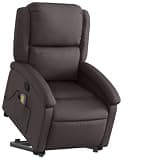 UBVNFGMK Power Lift Recliner Chair with 6 Massage Points, Manual Reclining Function, Real Leather Upholstery, Side Pocket, Wood and Metal Frame, Dark Brown