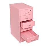 pijopang 6-Drawer Lockable File Cabinet, Metal Vertical Rolling Filing Cabinet with Wheels for Home Office, Pink Storage Drawer Unit for Office Study Room Craft Supplies, 11" x 16" x 27"