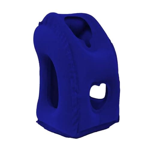 GeRRiT Travel Pillow PVC Inflatable Travel Pillow Portable Headrest Chin Support Cushions for Airplane Plane Car Office Rest Neck Nap Pillows (Color : Blue), 116623