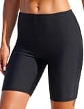 Mycoco Women's Long Bike Swim Shorts UPF 50+ Swim Bottom Board Shorts Rash Guard Shorts Black 16