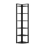 6-Tier Corner Bookshelf with Metal Frame