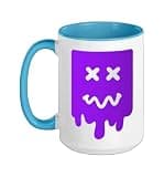 Purple X-Eyes Wavy Block-Face Purple Graphic Ceramic Mug, Blue/White, 15oz