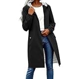 maisdgop Windbreaker Jacket Women Plus Size Striped Lined Long Rain Coat