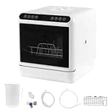 Xevaldric Mini Dishwasher with 6L Built-in Water Tank Portable Dishwasher 360° Dual Spray High-Temp& Air-Dry Function for Apartments& RVs