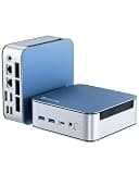 Glorlin Mini PC Ryzen 5 6600H, 16GB RAM 1TB NVMe SSD, Mini Desktop Computer with 4K Triple Display HDMI/DP/Type-C, WiFi 6 BT5.3 Dual LAN, Small Computer for Office Home Casual Gaming